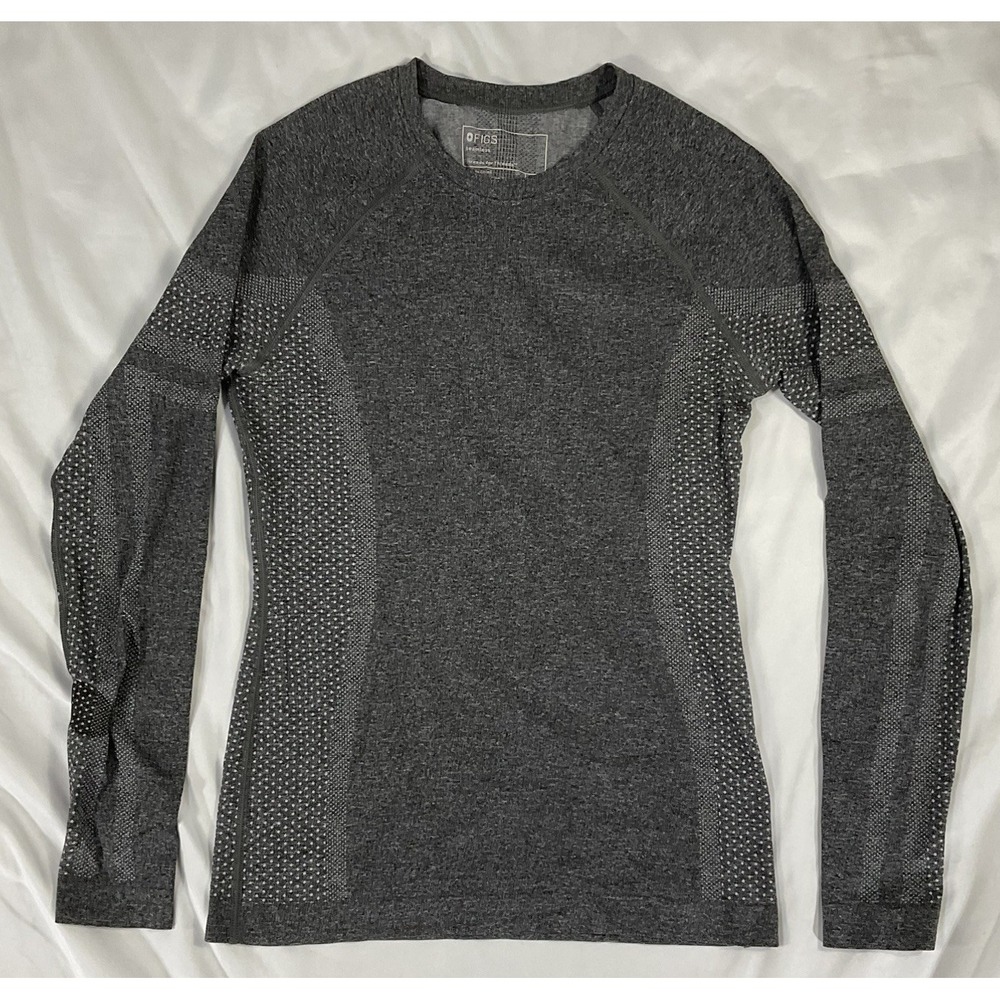 FIGS Salta Seamless Long Sleeve Underscrub Top Graphite Medical Size Small 500